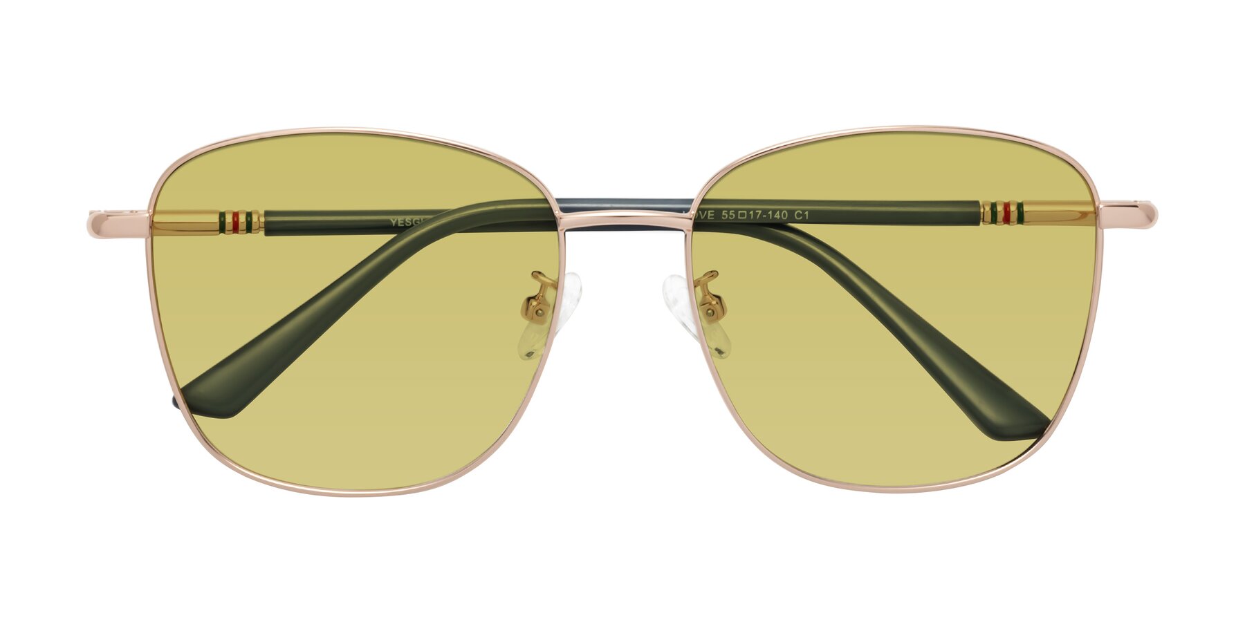Folded Front of Love in Gold with Medium Champagne Tinted Lenses