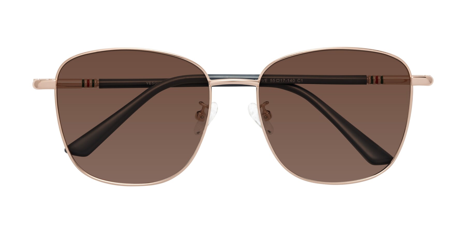 Folded Front of Love in Gold with Brown Tinted Lenses