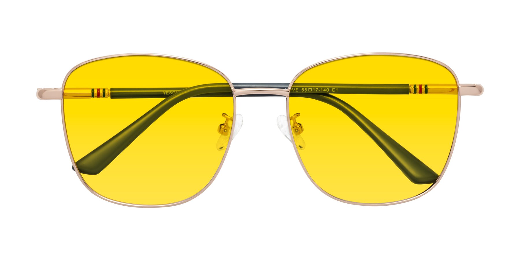 Folded Front of Love in Gold with Yellow Tinted Lenses