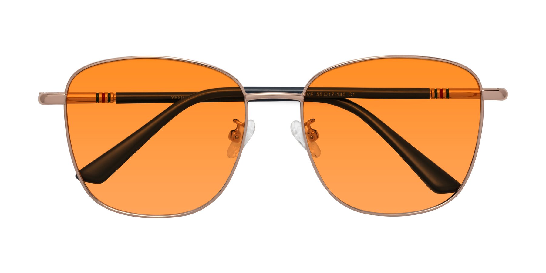 Folded Front of Love in Gold with Orange Tinted Lenses