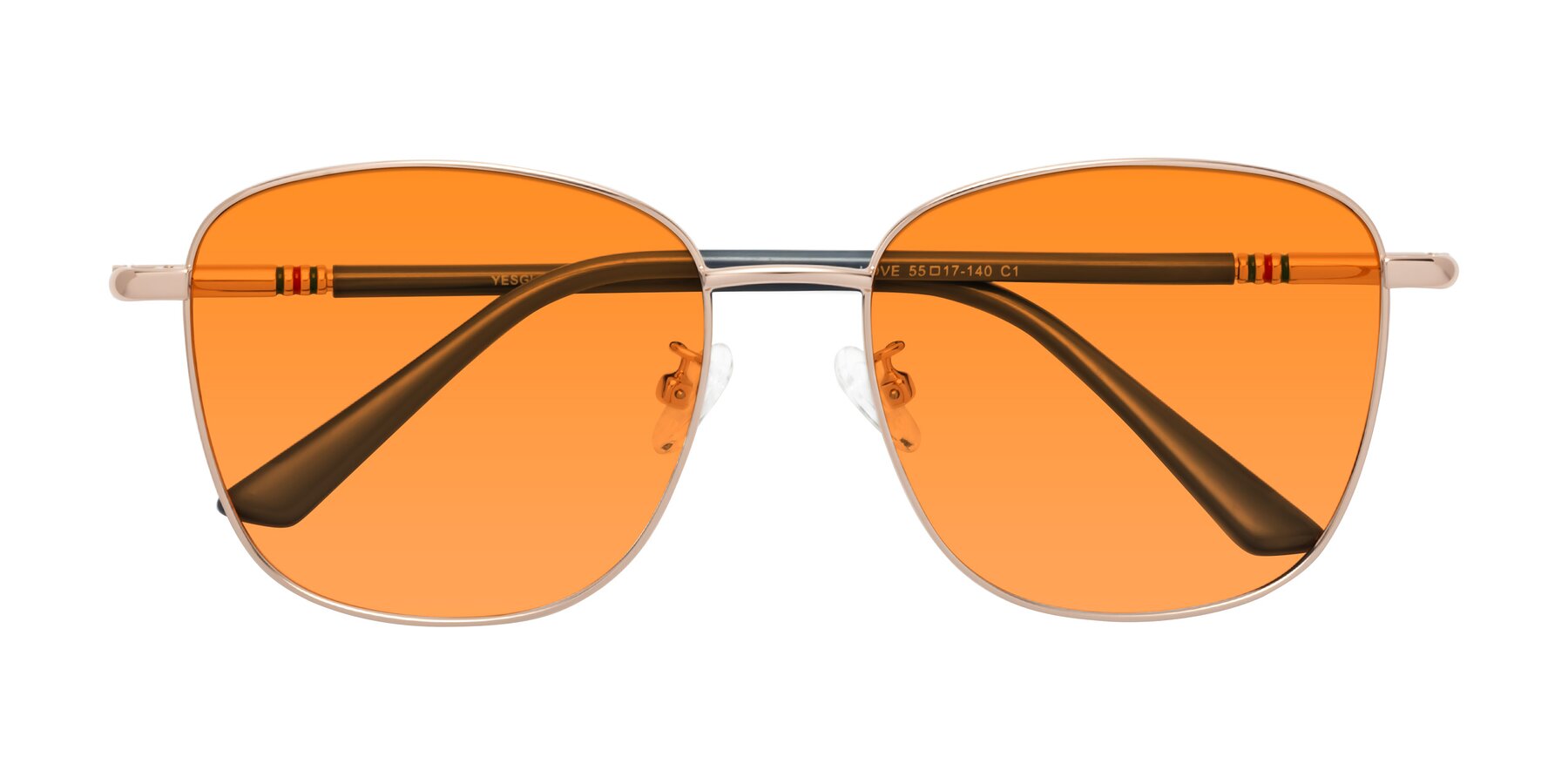 Folded Front of Love in Gold with Orange Tinted Lenses