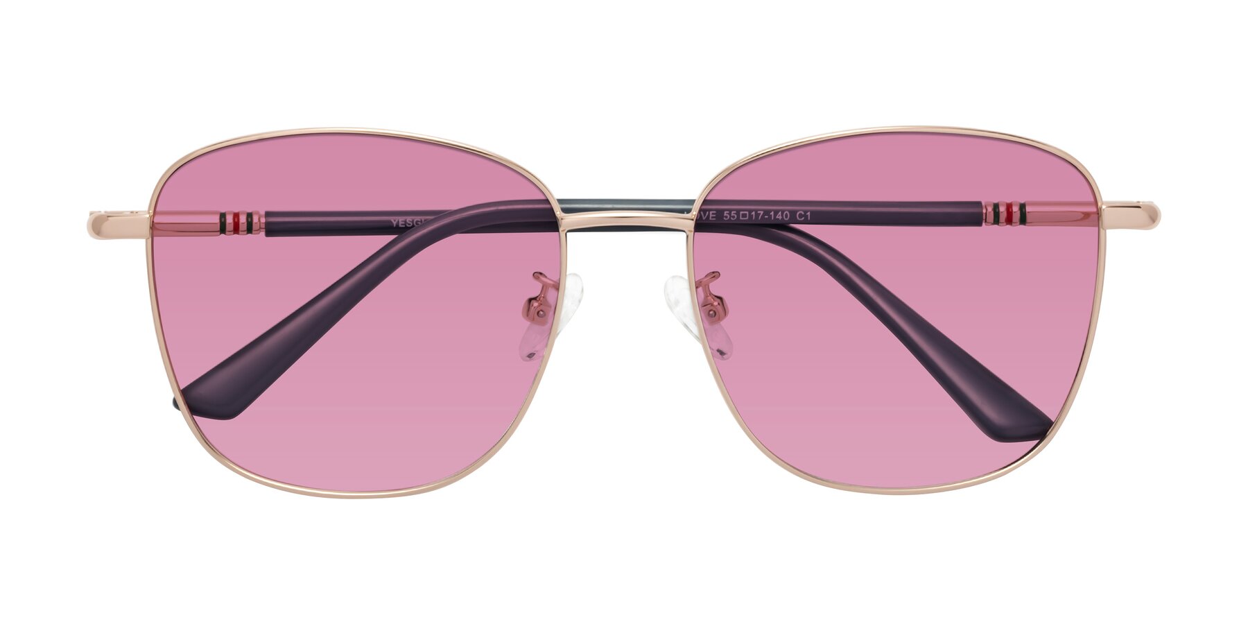 Folded Front of Love in Gold with Medium Wine Tinted Lenses