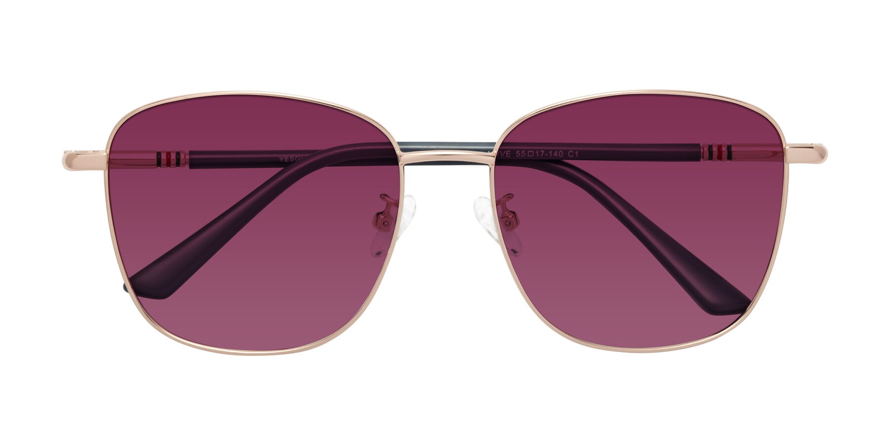 Folded Front of Love in Gold with Wine Tinted Lenses