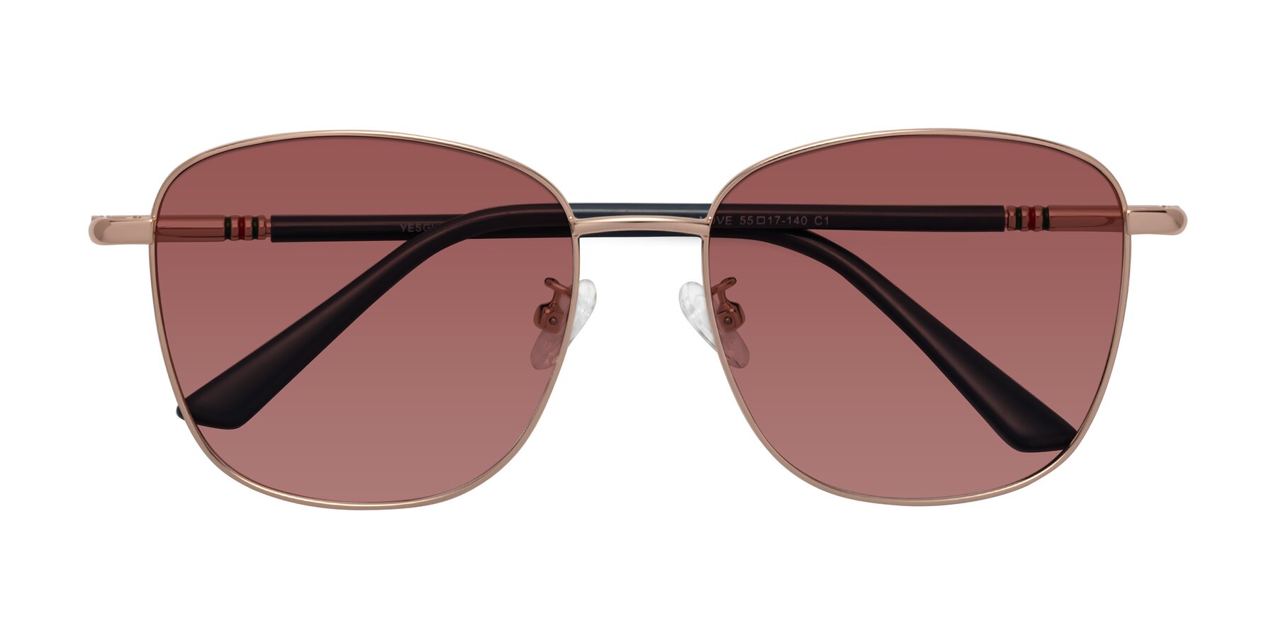 Folded Front of Love in Gold with Garnet Tinted Lenses