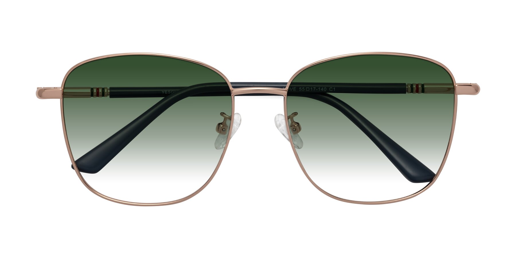 Folded Front of Love in Gold with Green Gradient Lenses