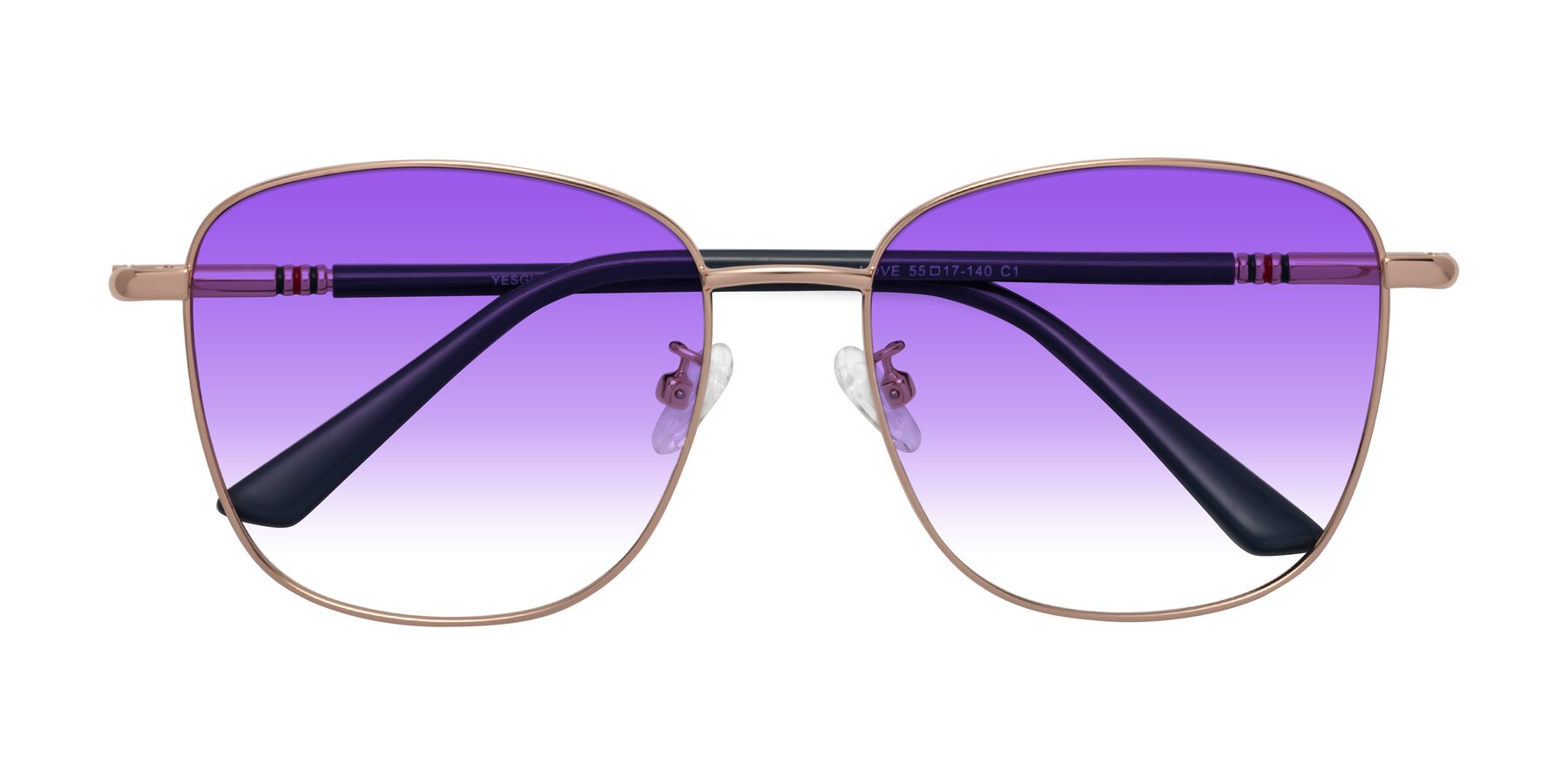 Folded Front of Love in Gold with Purple Gradient Lenses