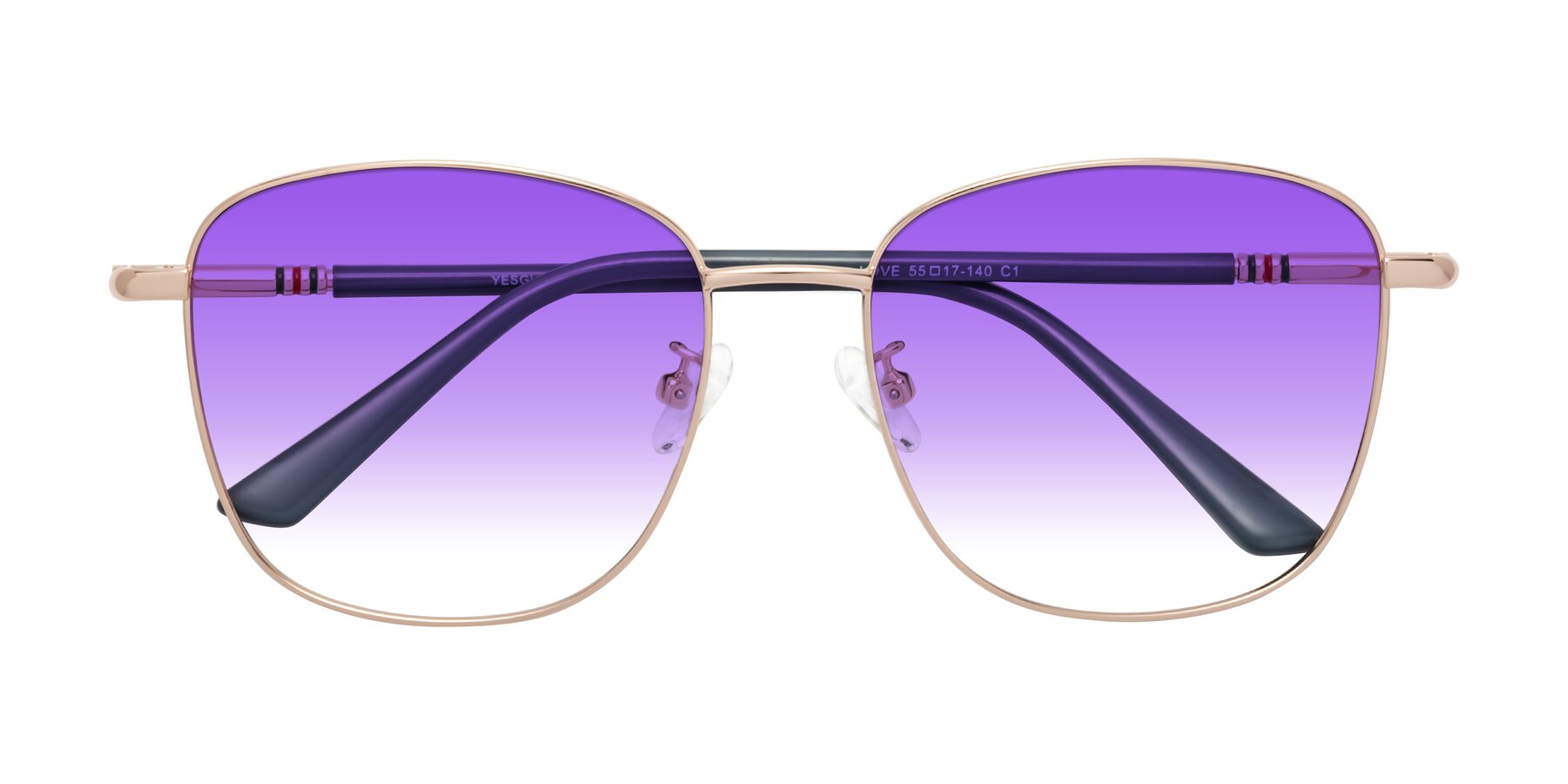 Folded Front of Love in Gold with Purple Gradient Lenses