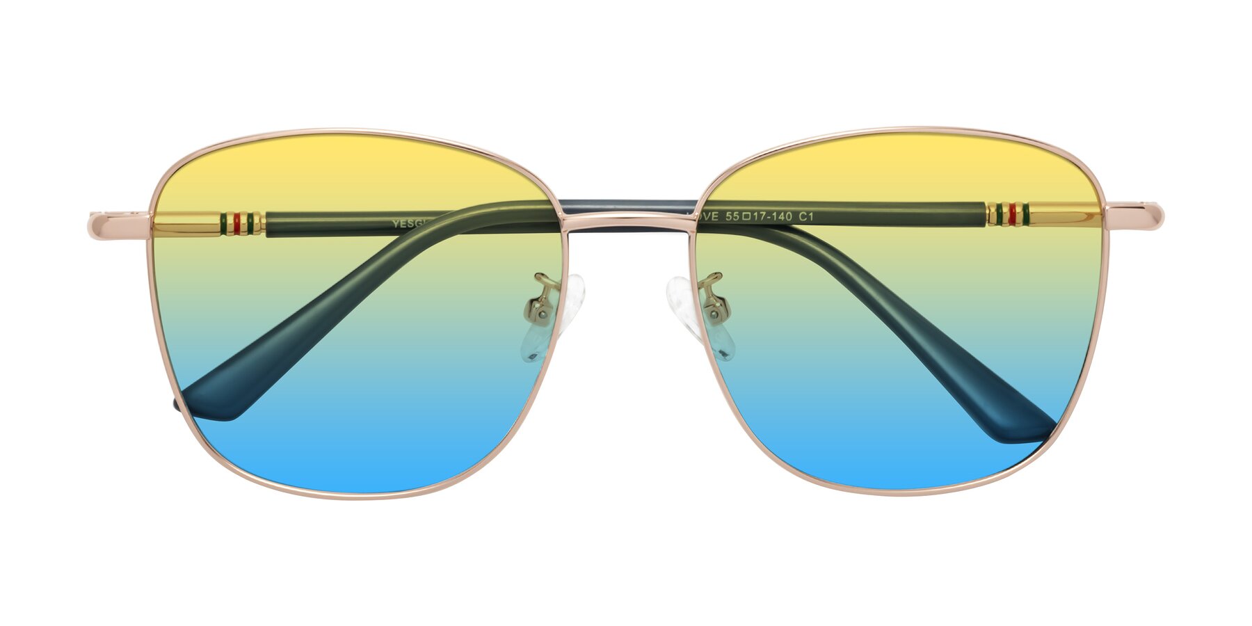 Folded Front of Love in Gold with Yellow / Blue Gradient Lenses