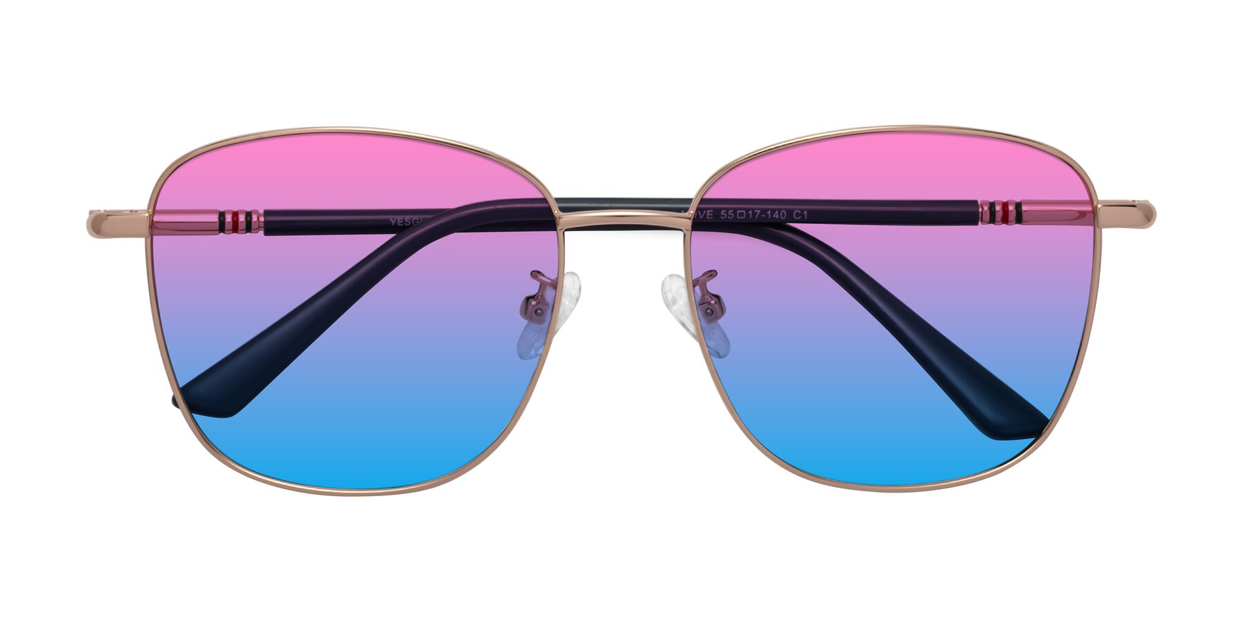 Folded Front of Love in Gold with Pink / Blue Gradient Lenses