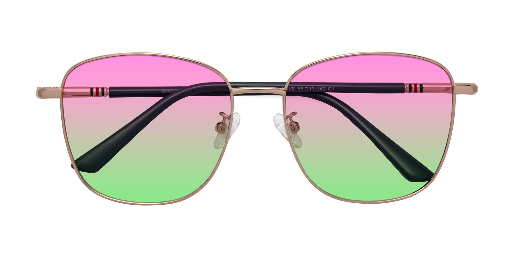 Folded Front of Love in Gold with Pink / Green Gradient Lenses