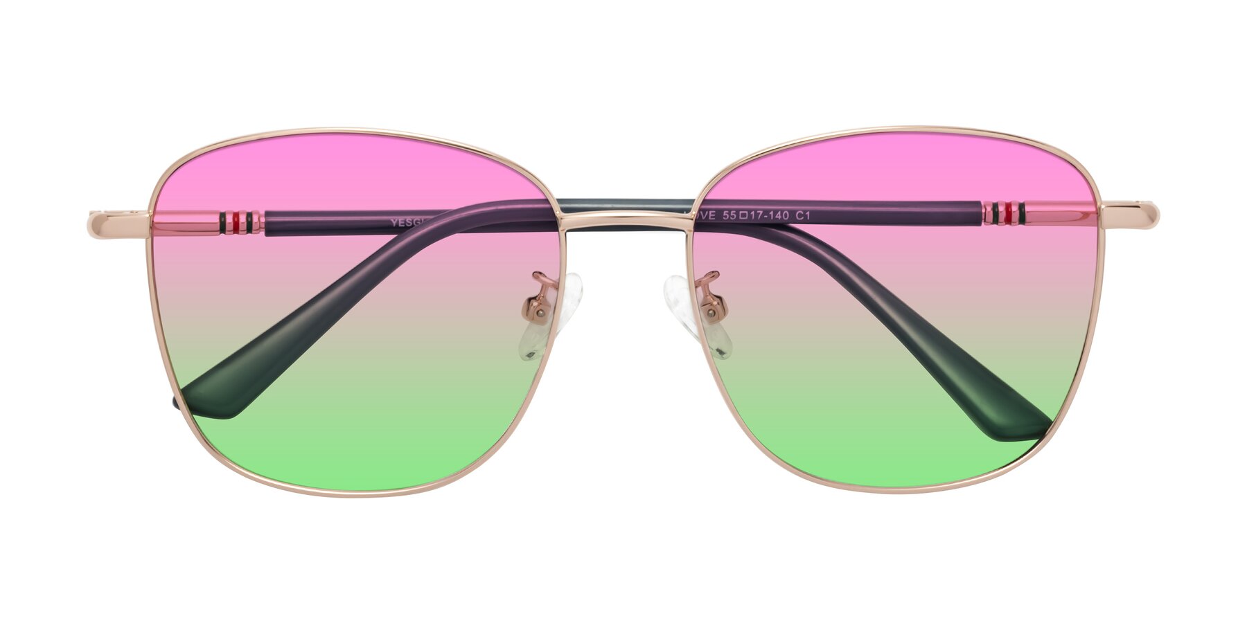 Folded Front of Love in Gold with Pink / Green Gradient Lenses