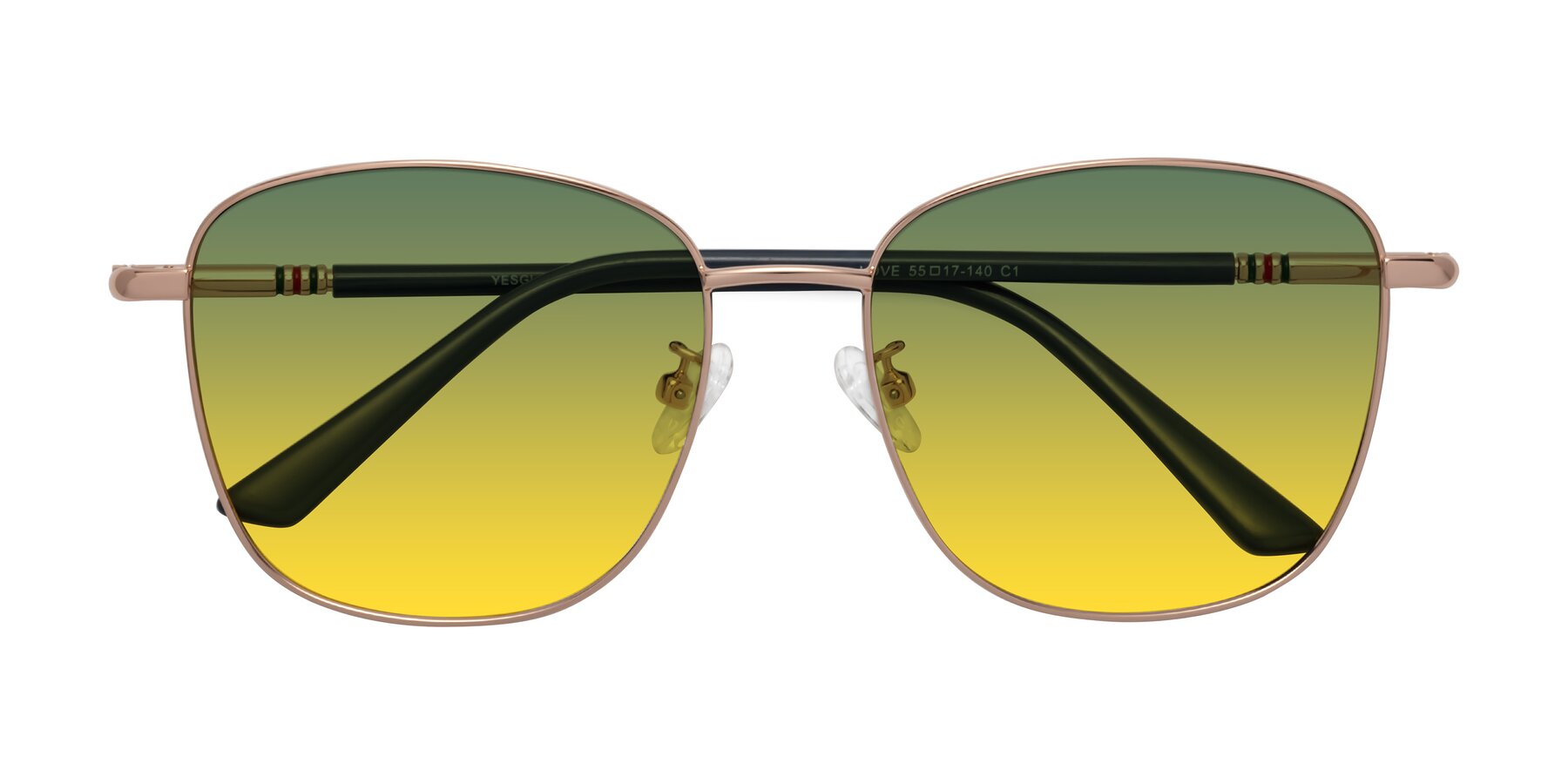 Folded Front of Love in Gold with Green / Yellow Gradient Lenses