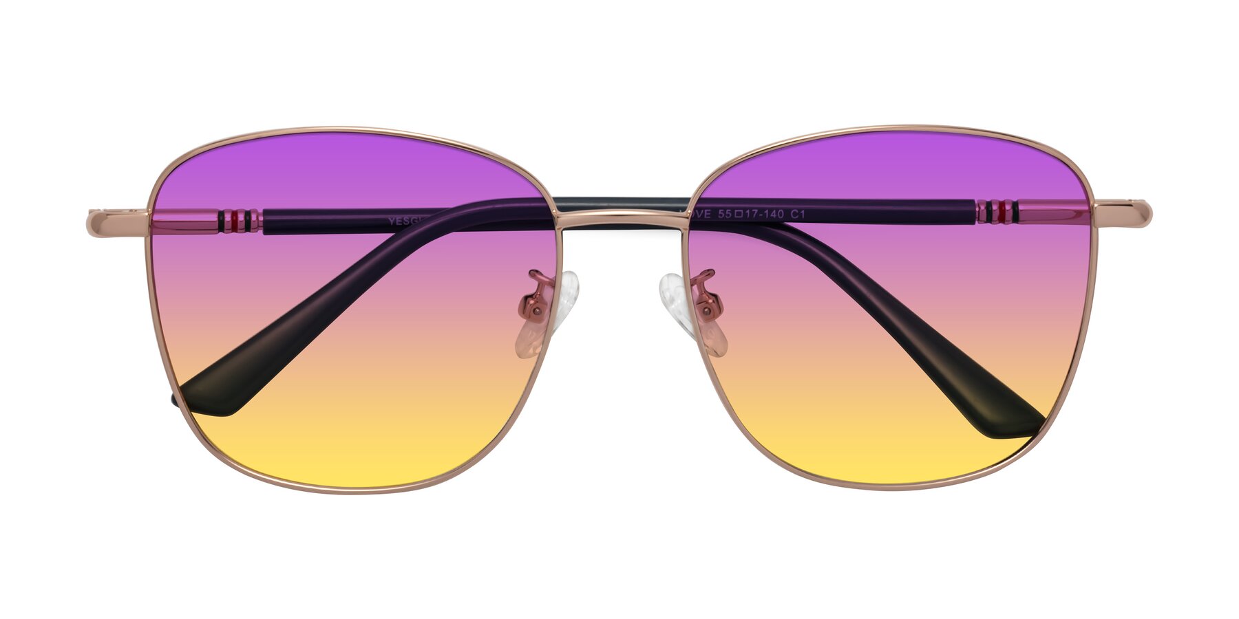 Folded Front of Love in Gold with Purple / Yellow Gradient Lenses