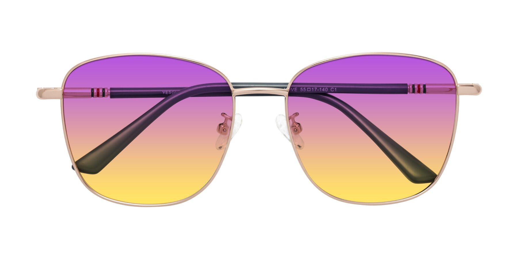 Folded Front of Love in Gold with Purple / Yellow Gradient Lenses