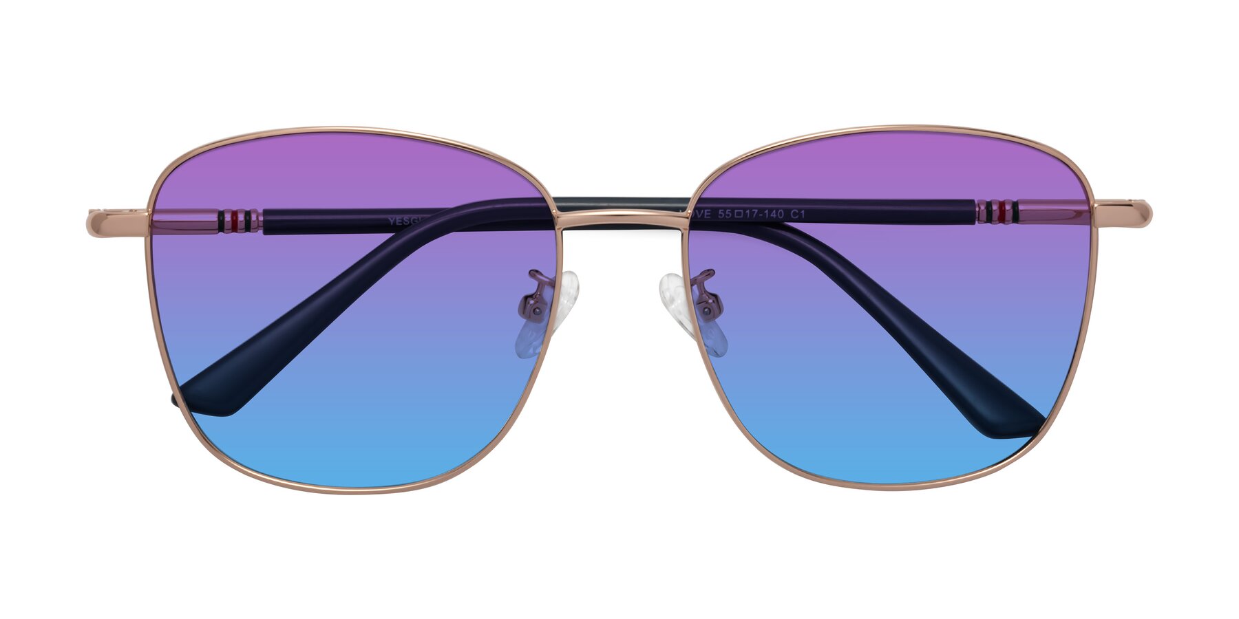 Folded Front of Love in Gold with Purple / Blue Gradient Lenses