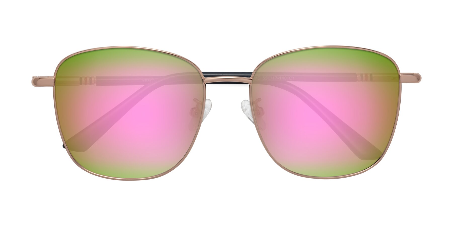 Folded Front of Love in Gold with Pink Mirrored Lenses