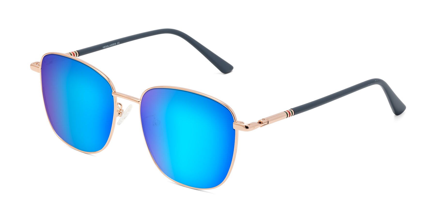 Angle of Love in Gold with Blue Mirrored Lenses