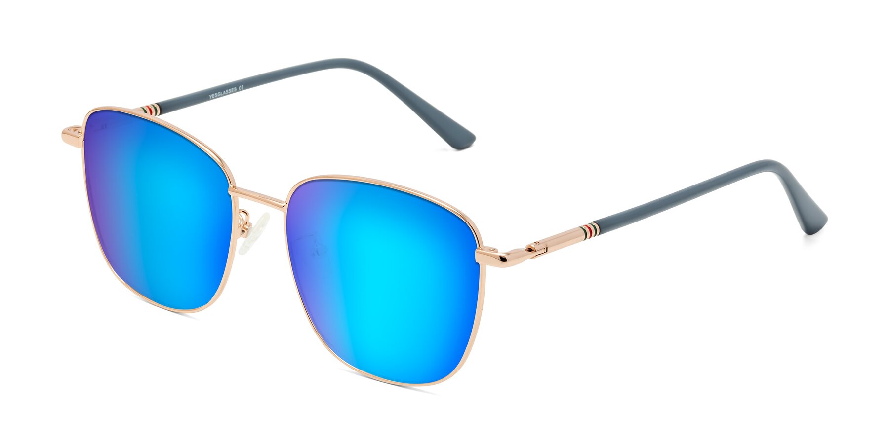 Angle of Love in Gold with Blue Mirrored Lenses