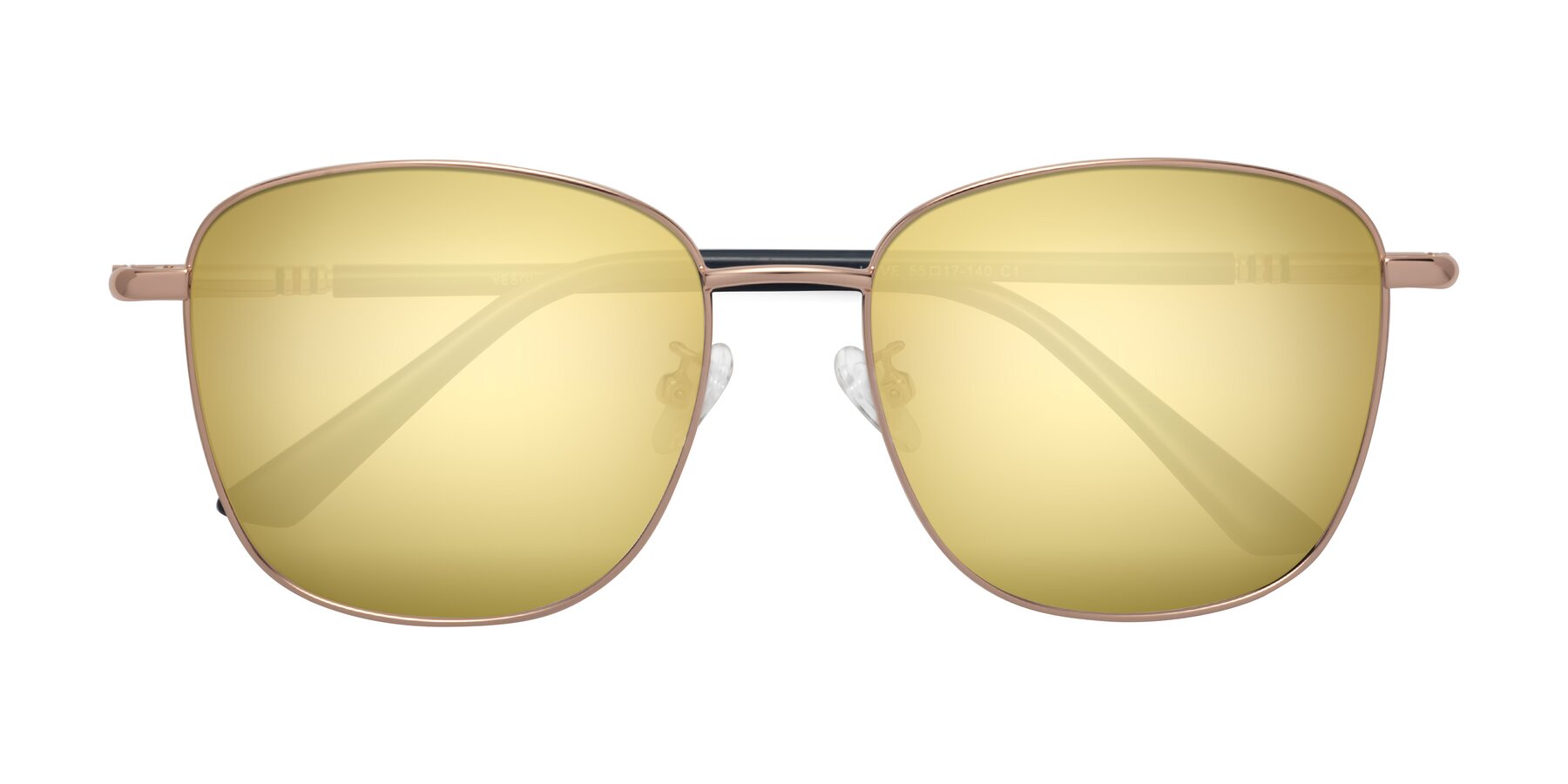 Folded Front of Love in Gold with Gold Mirrored Lenses