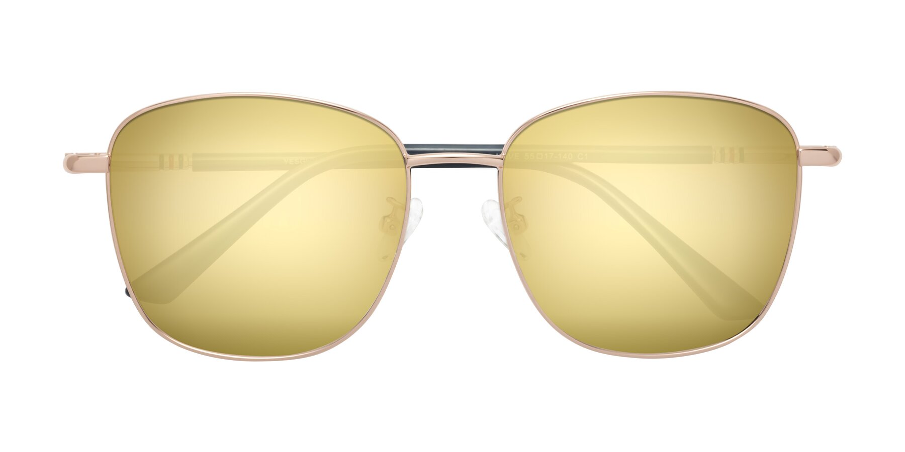 Folded Front of Love in Gold with Gold Mirrored Lenses