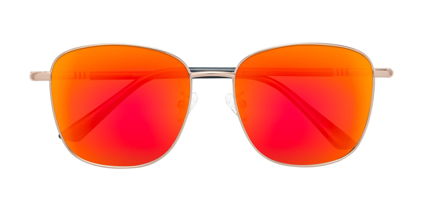 Folded Front of Love in Gold with Red Gold Mirrored Lenses