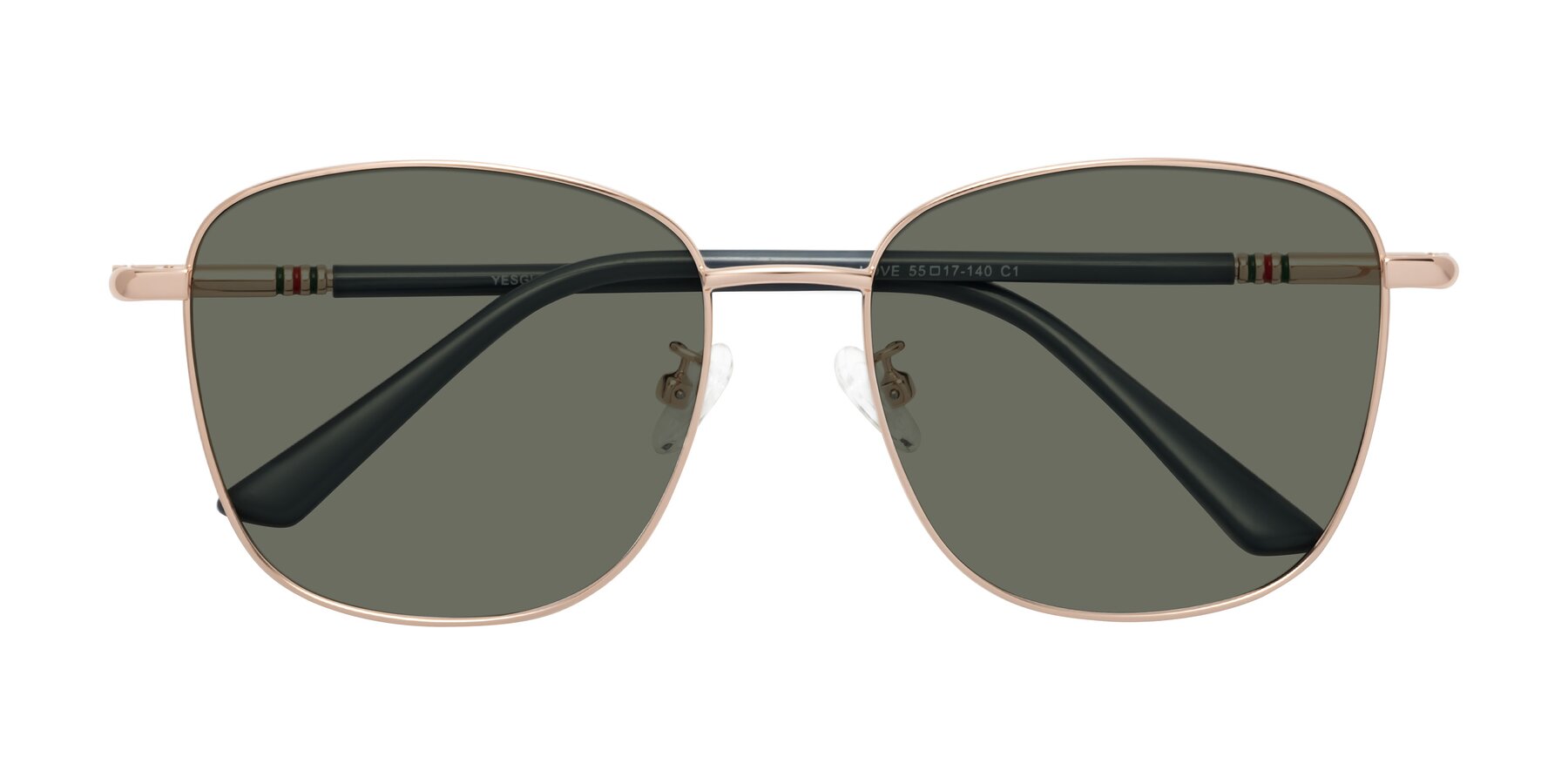 Folded Front of Love in Gold with Gray Polarized Lenses