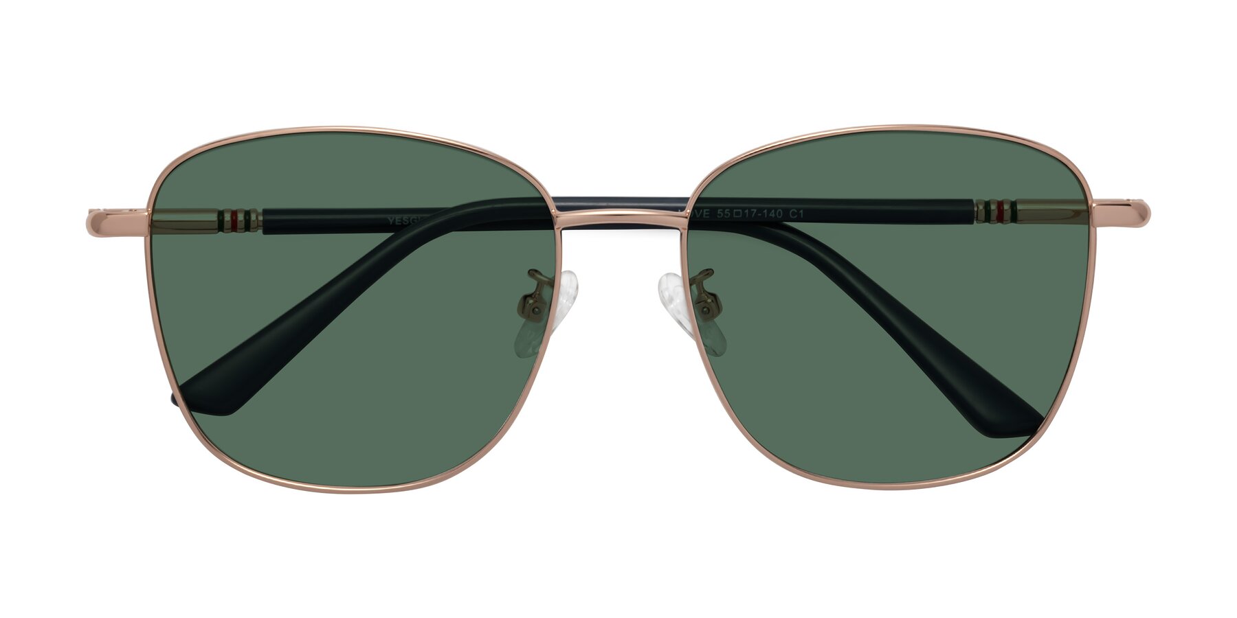 Folded Front of Love in Gold with Green Polarized Lenses