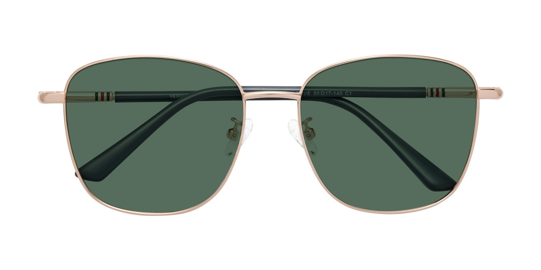 Folded Front of Love in Gold with Green Polarized Lenses