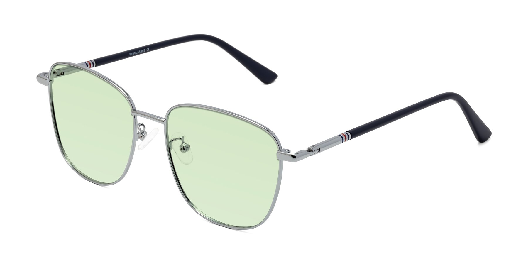 Angle of Love in Silver with Light Green Tinted Lenses