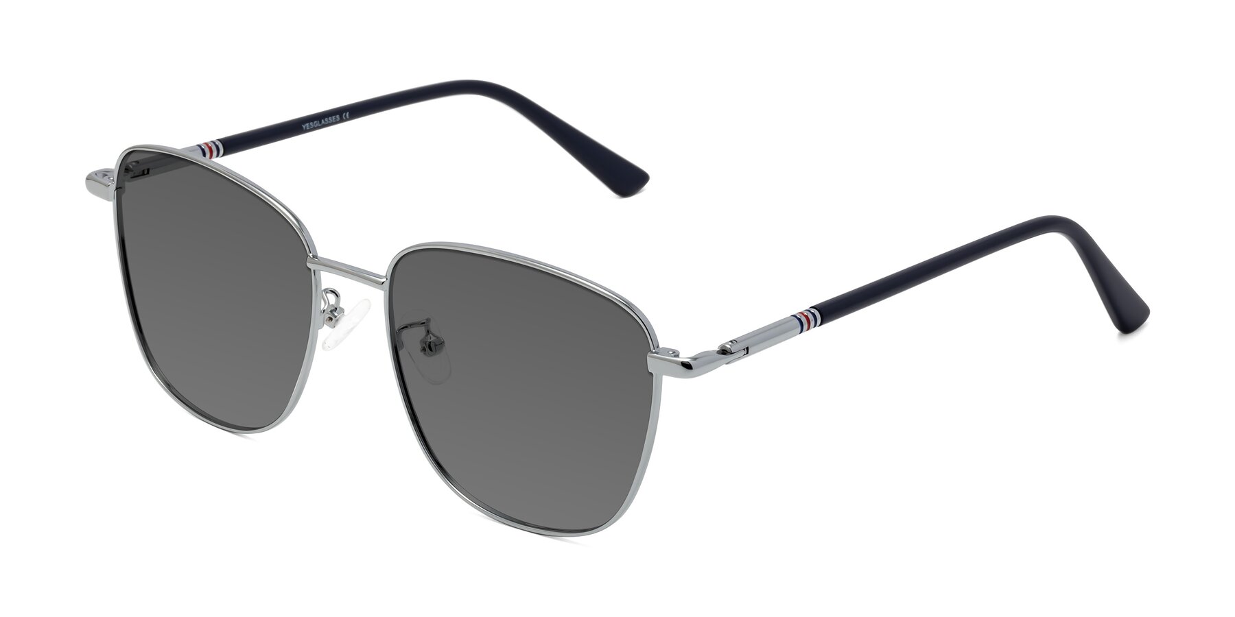 Angle of Love in Silver with Medium Gray Tinted Lenses