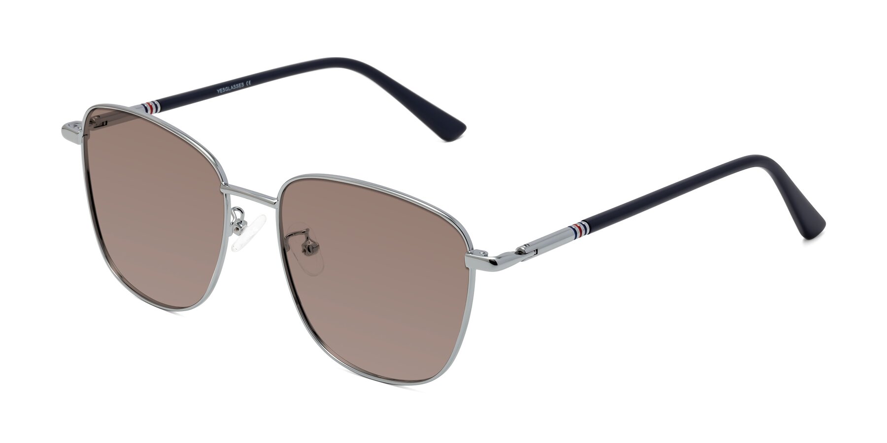 Angle of Love in Silver with Medium Brown Tinted Lenses