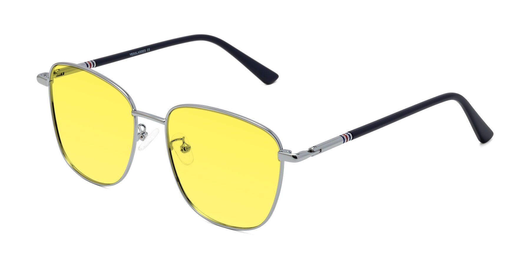 Angle of Love in Silver with Medium Yellow Tinted Lenses