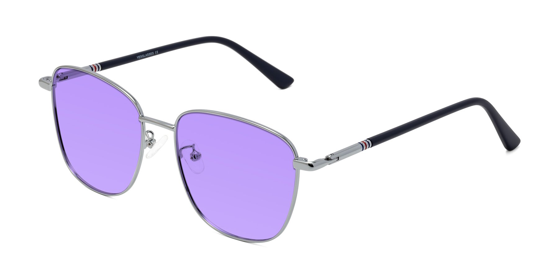 Angle of Love in Silver with Medium Purple Tinted Lenses