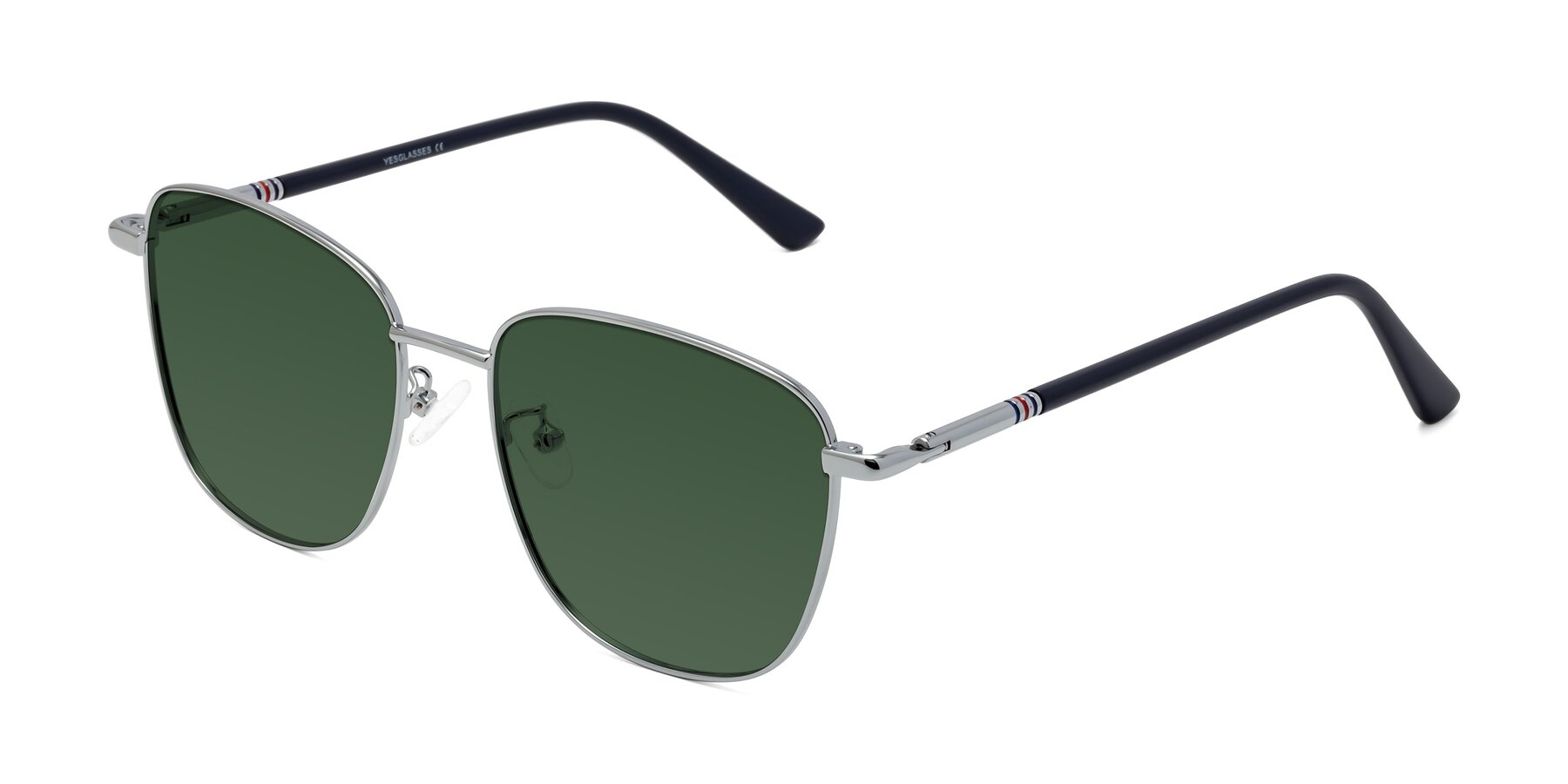 Angle of Love in Silver with Green Tinted Lenses