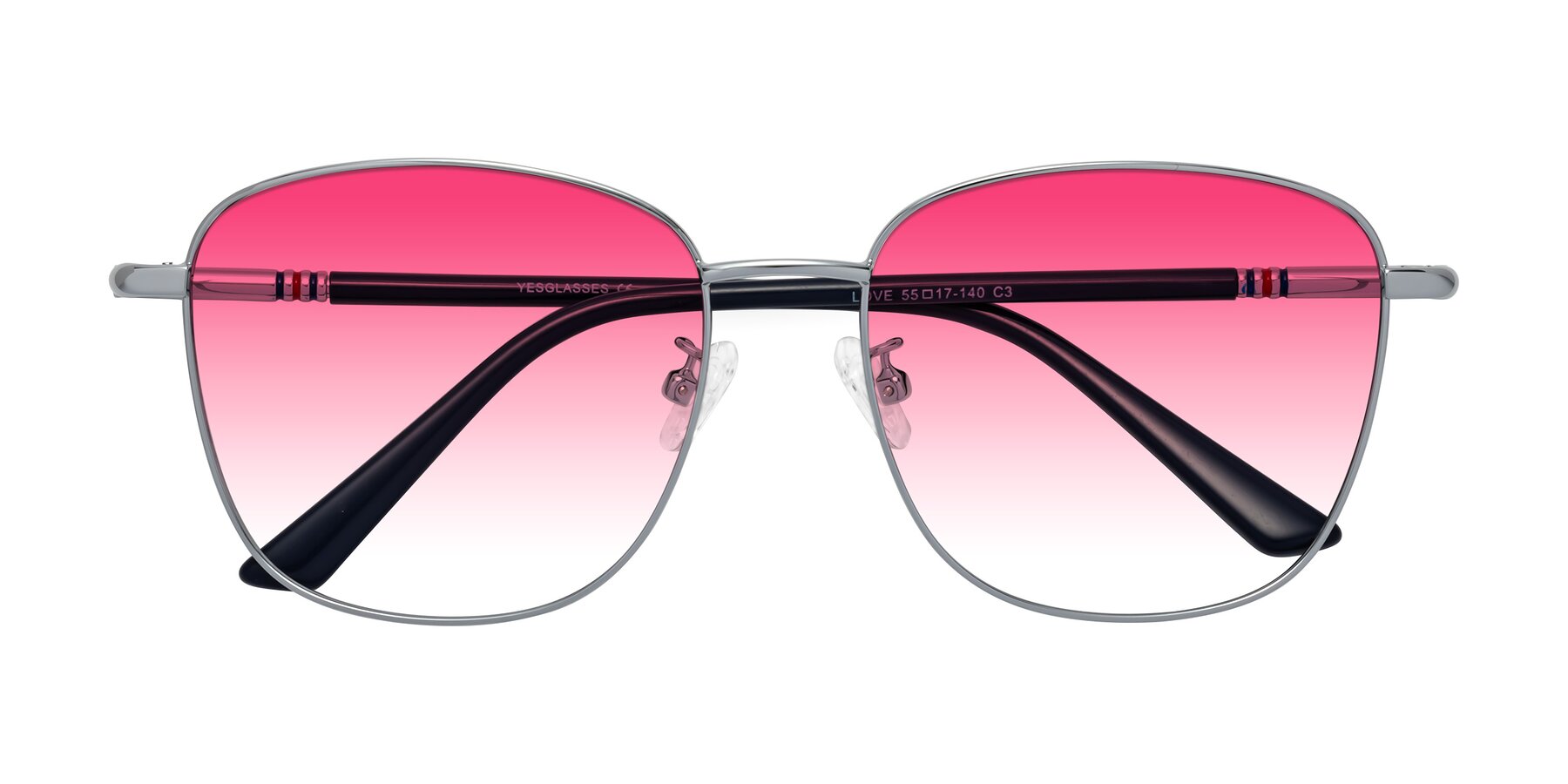 Folded Front of Love in Silver with Pink Gradient Lenses