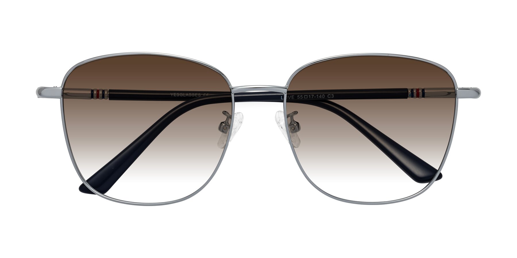 Folded Front of Love in Silver with Brown Gradient Lenses