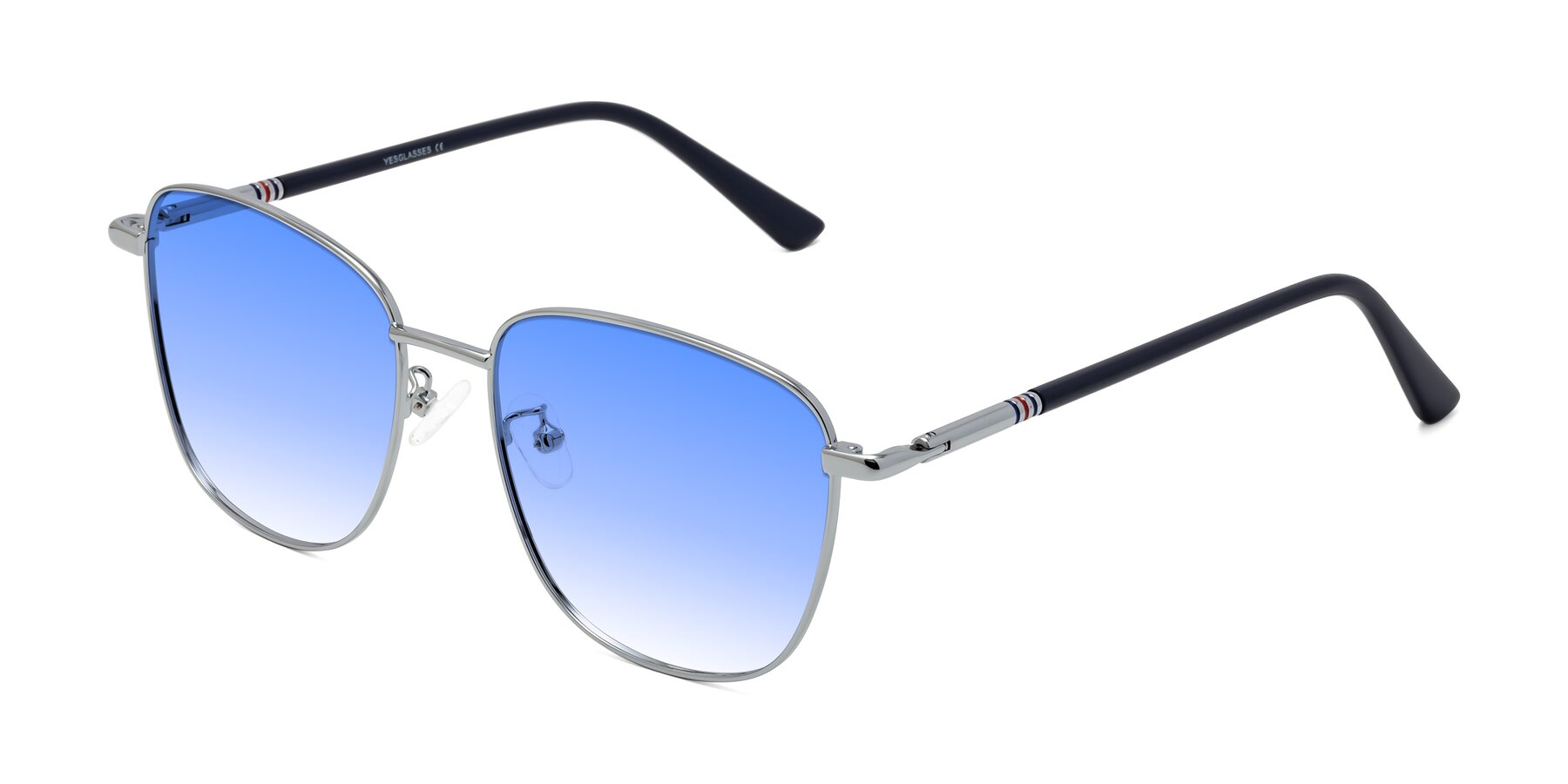 Angle of Love in Silver with Blue Gradient Lenses