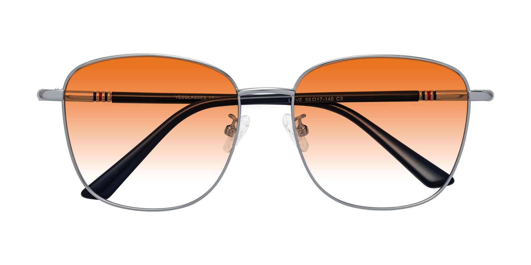 Folded Front of Love in Silver with Orange Gradient Lenses