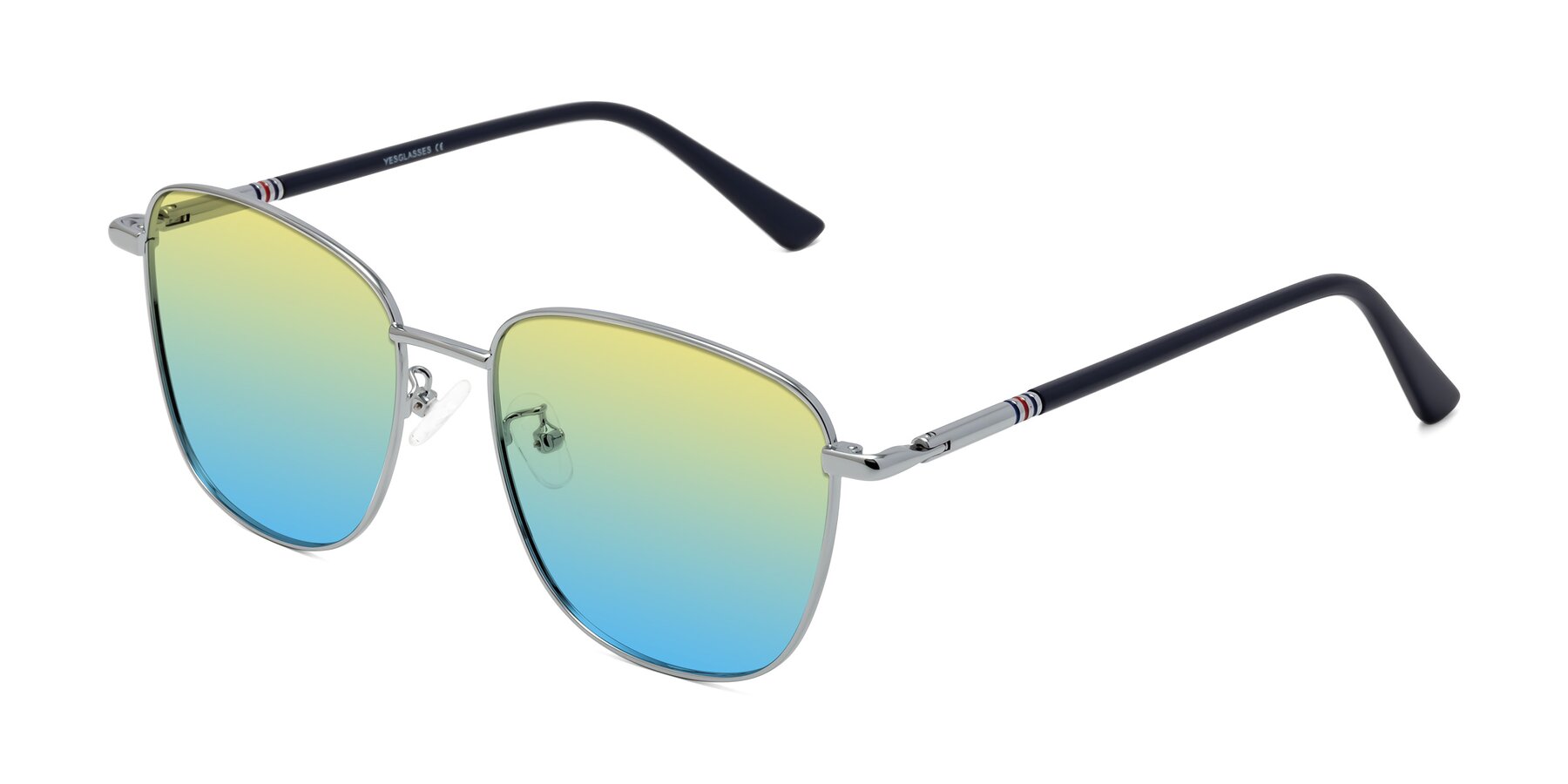 Angle of Love in Silver with Yellow / Blue Gradient Lenses