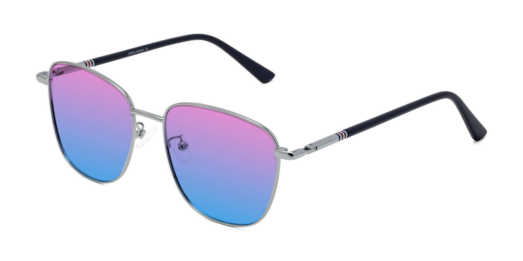 Angle of Love in Silver with Pink / Blue Gradient Lenses