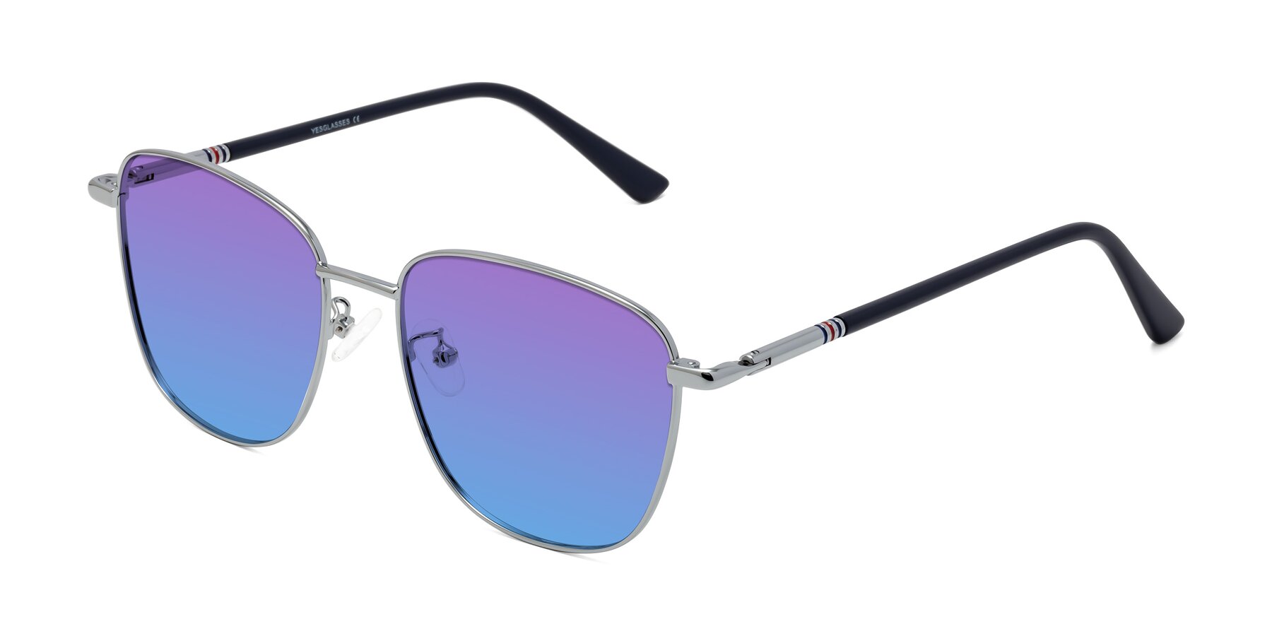 Angle of Love in Silver with Purple / Blue Gradient Lenses