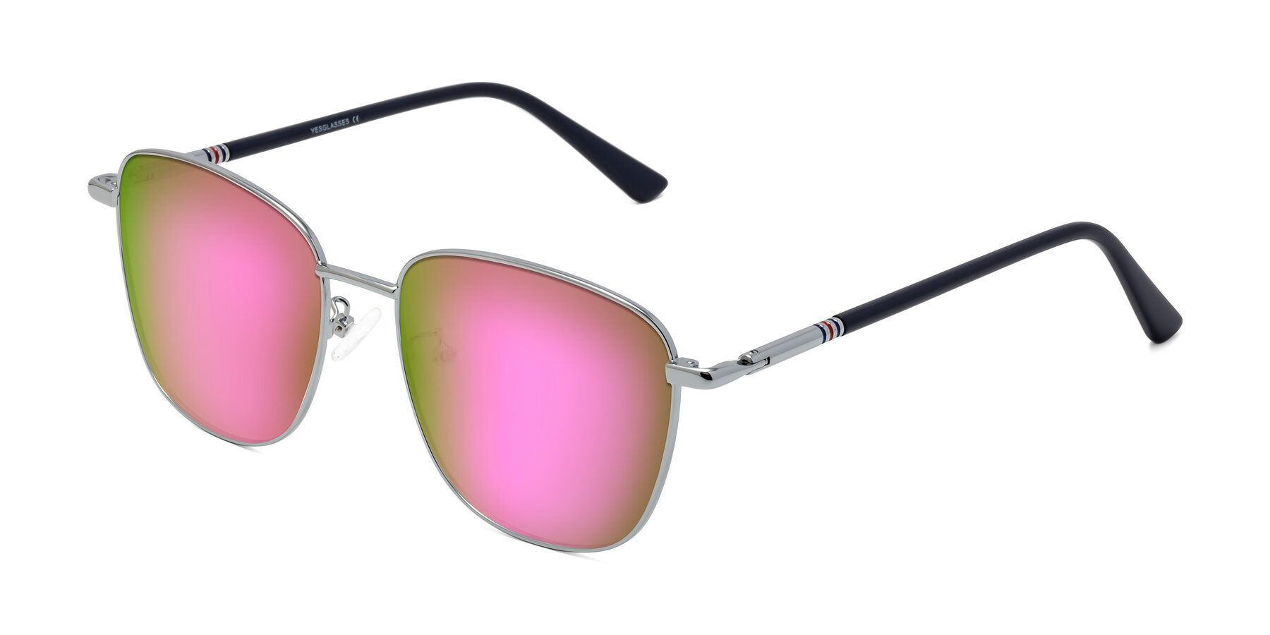 Angle of Love in Silver with Pink Mirrored Lenses