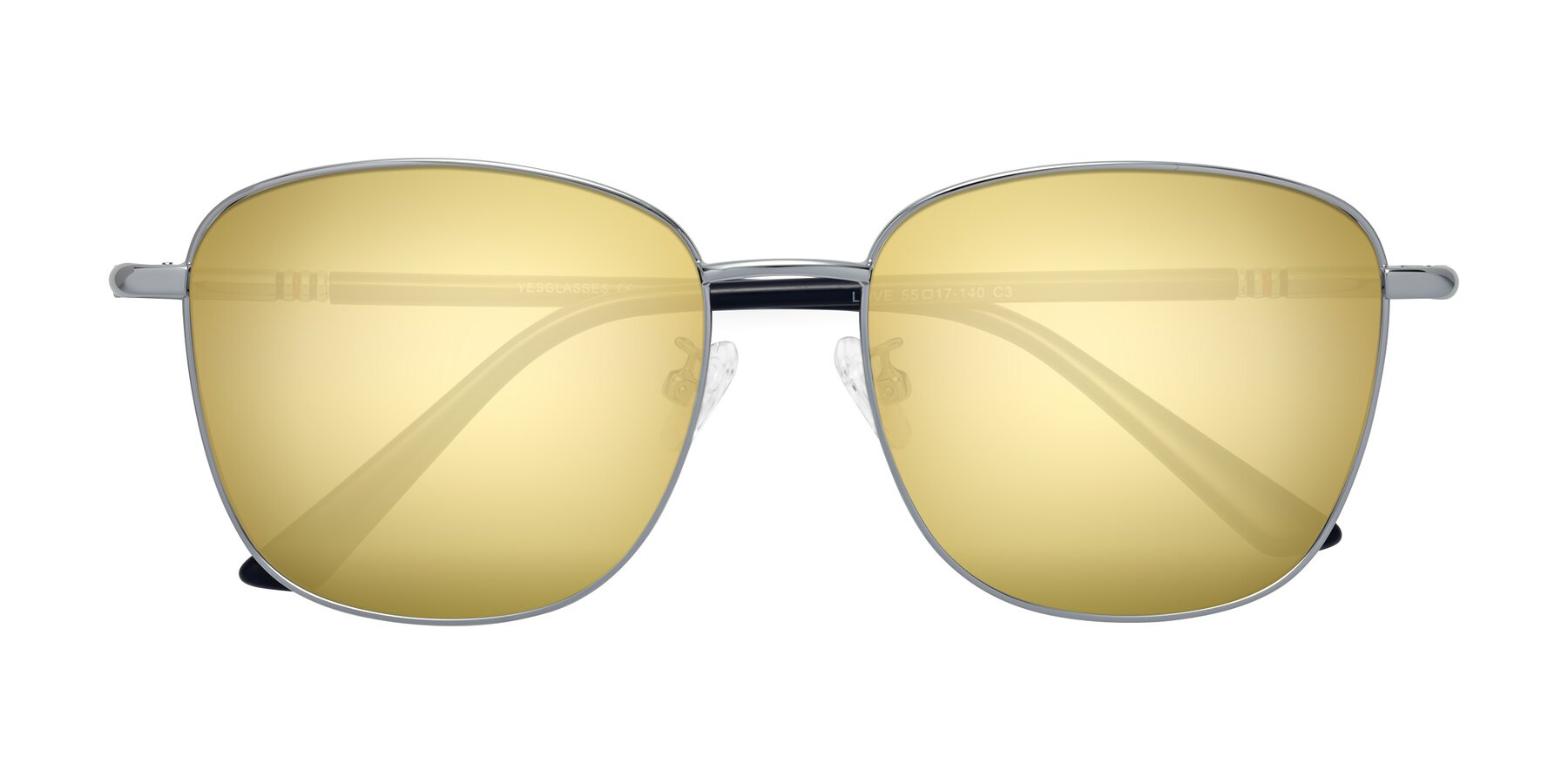 Folded Front of Love in Silver with Gold Mirrored Lenses