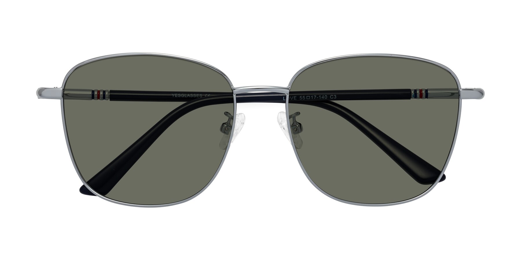 Folded Front of Love in Silver with Gray Polarized Lenses