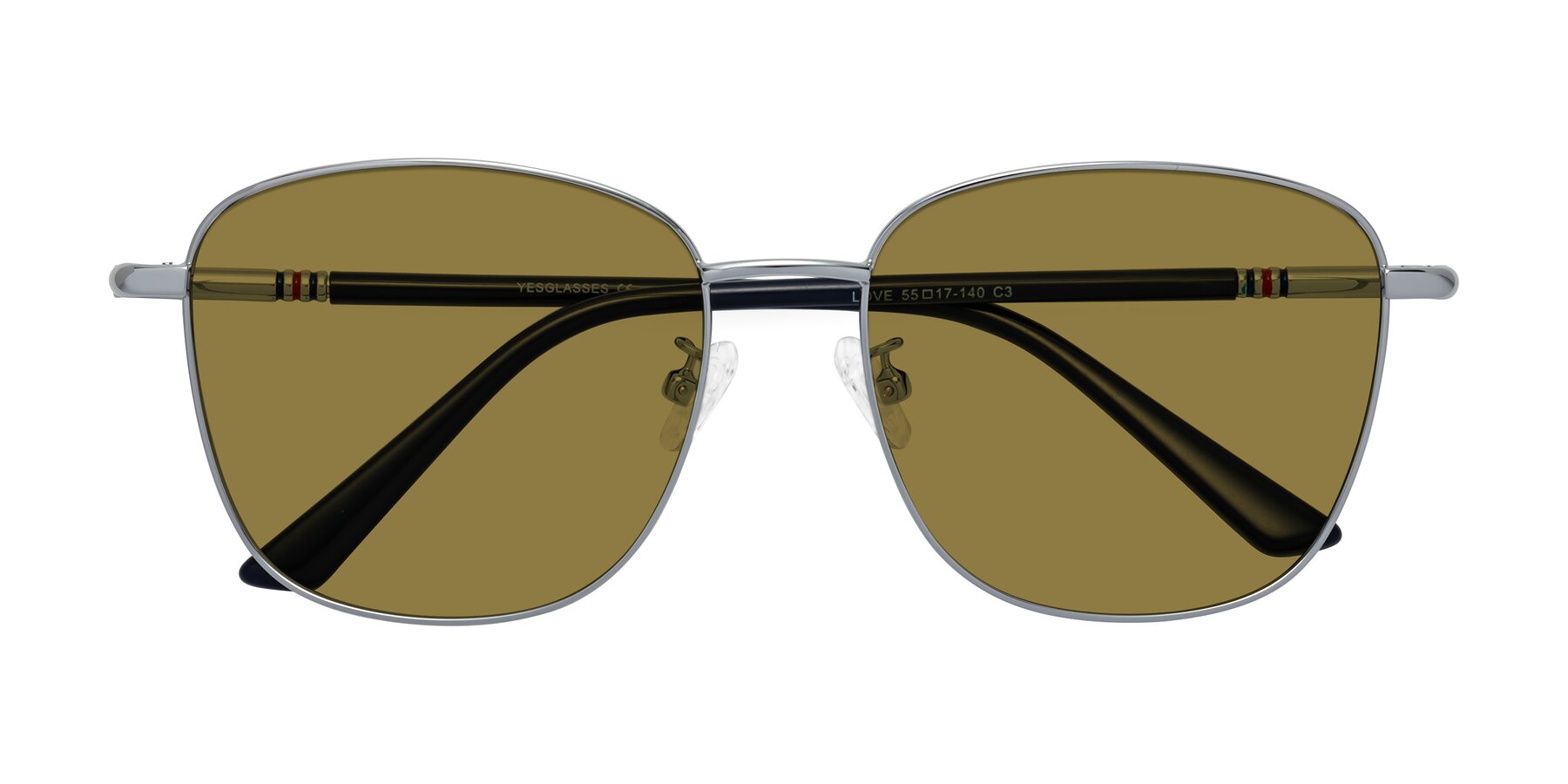 Folded Front of Love in Silver with Brown Polarized Lenses