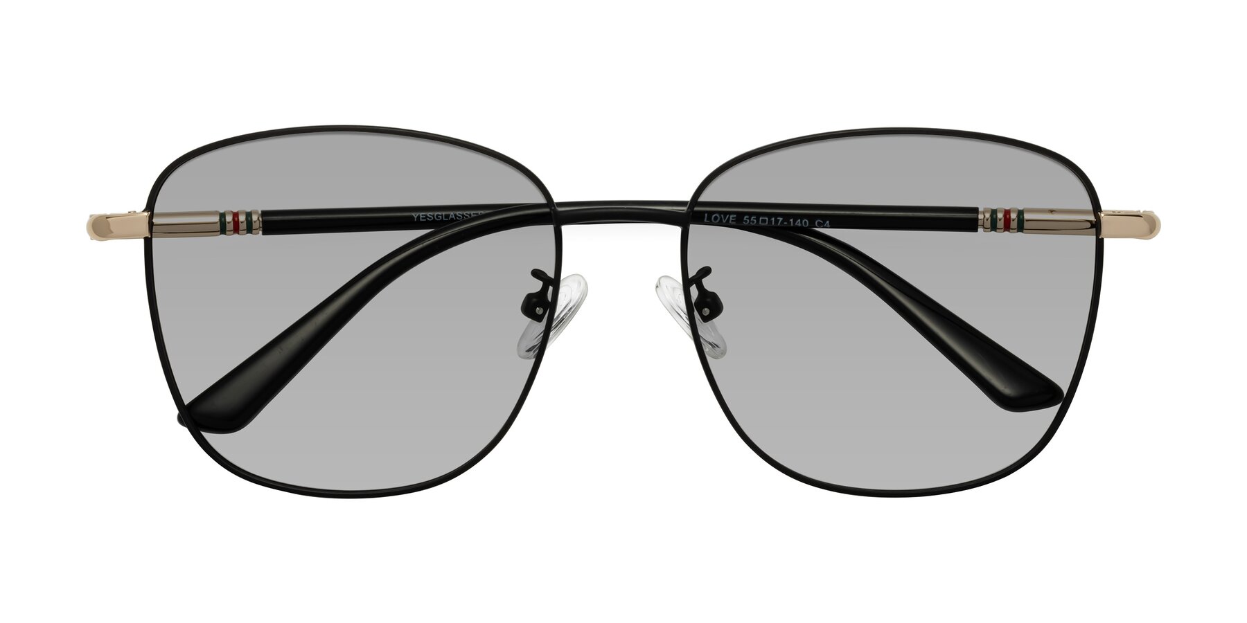 Folded Front of Love in Black with Light Gray Tinted Lenses