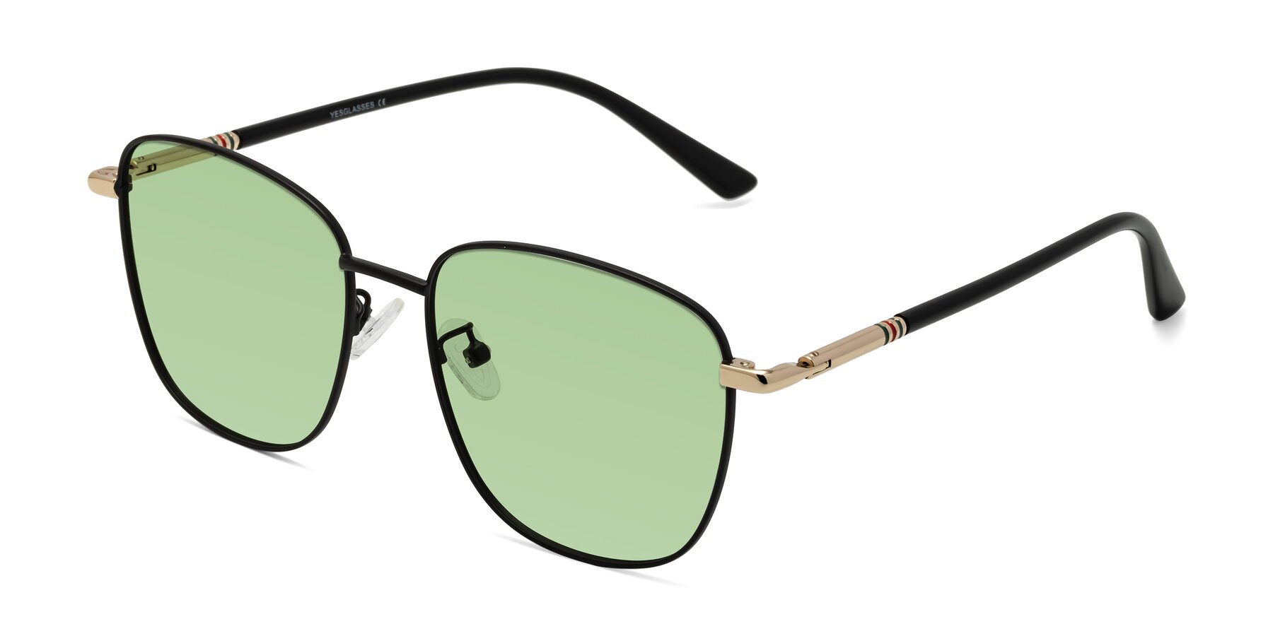 Angle of Love in Black with Medium Green Tinted Lenses