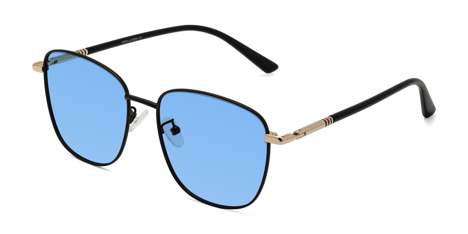 Angle of Love in Black with Medium Blue Tinted Lenses