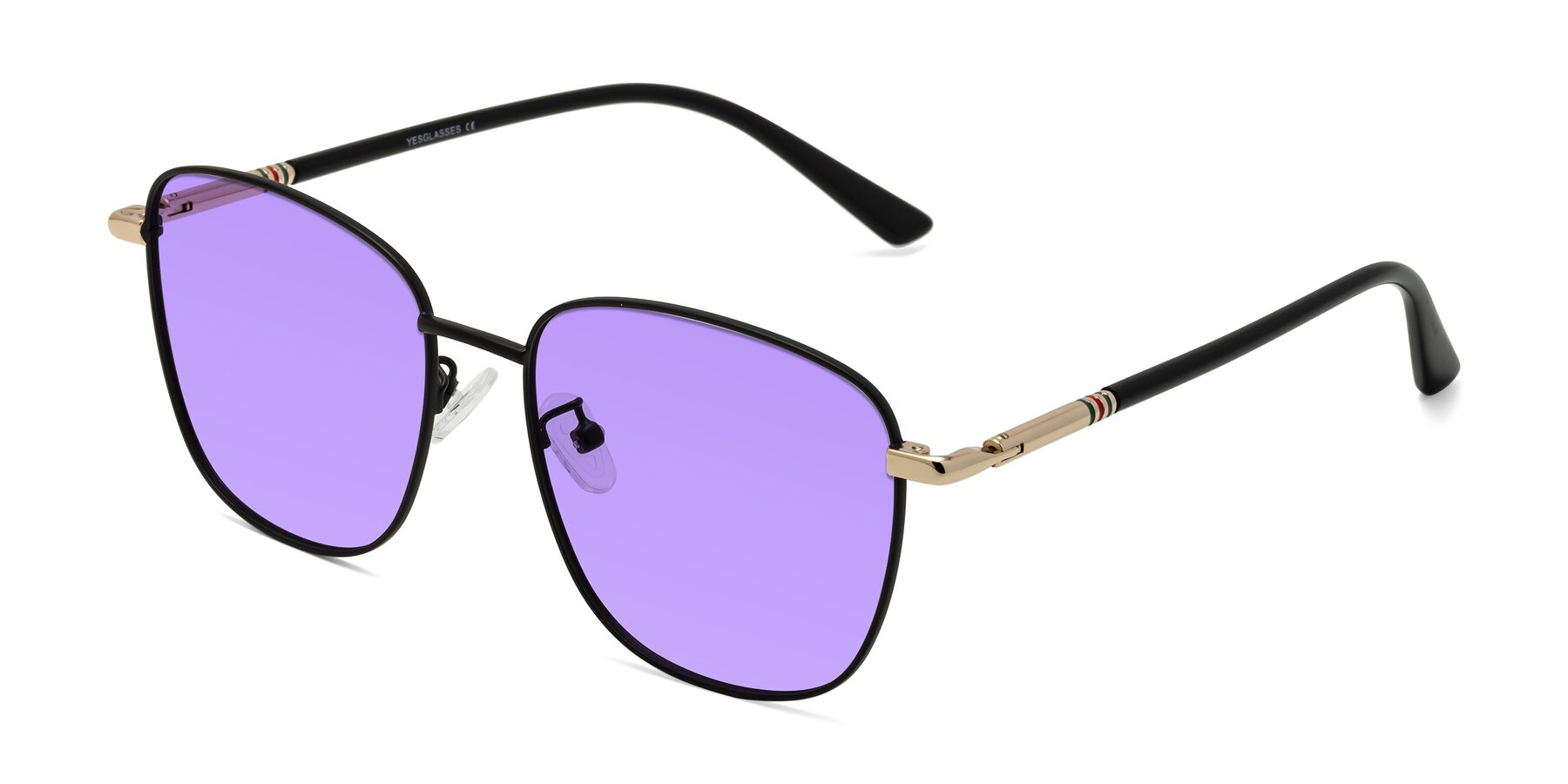 Angle of Love in Black with Medium Purple Tinted Lenses