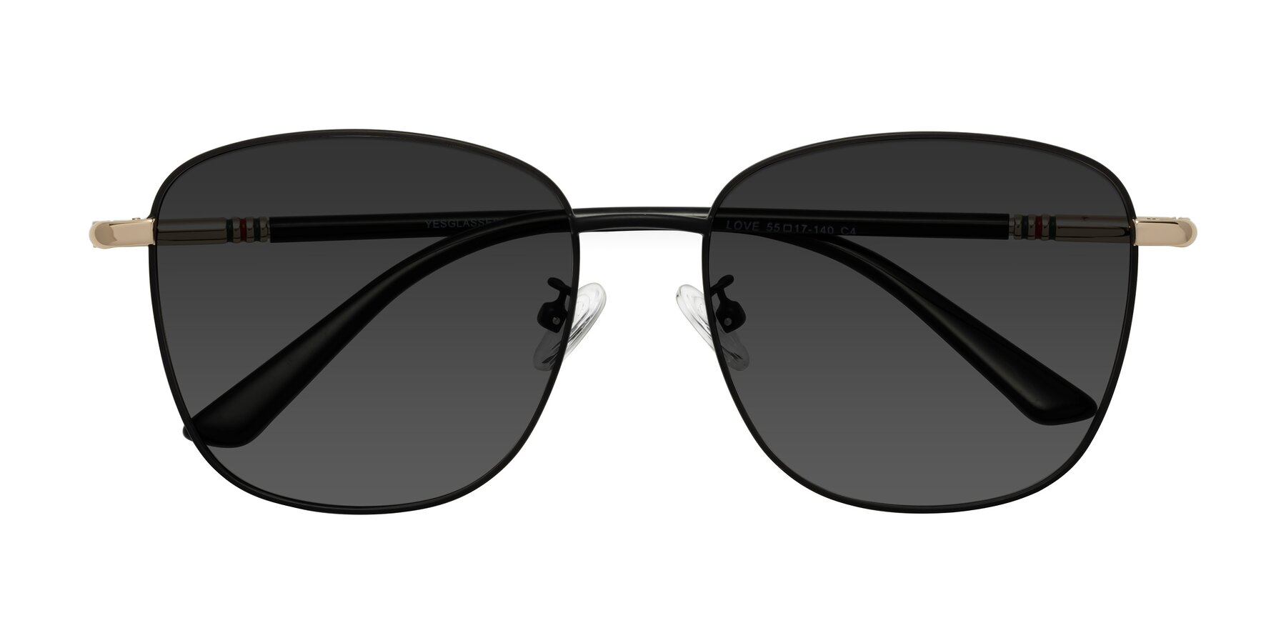 Folded Front of Love in Black with Gray Tinted Lenses